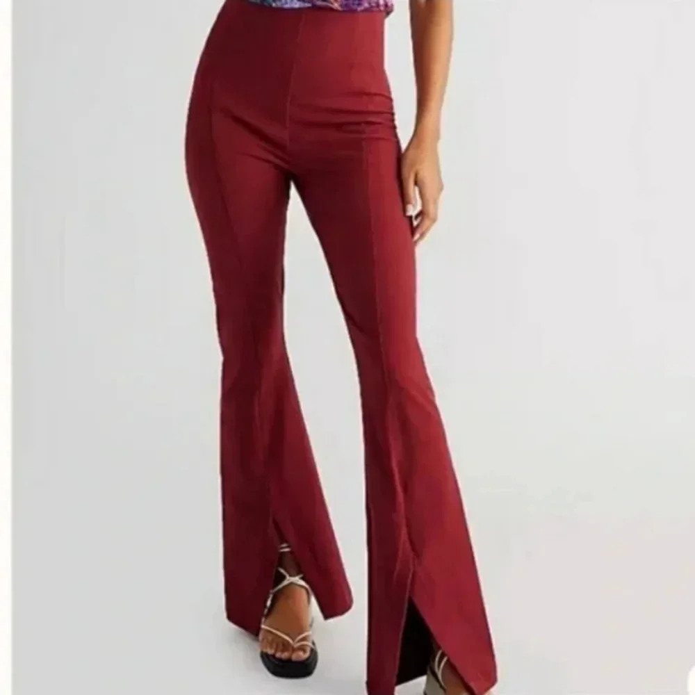 Free People Red Flare Pants